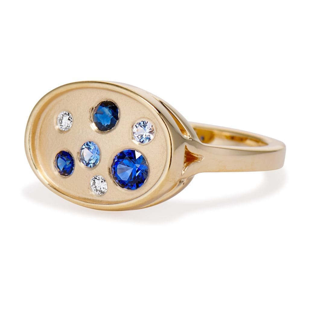 Galaxy Ring Oval sapphire and diamond galaxy ring